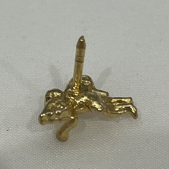 Vintage Gold Tone Winged Angel Tie Tack With Chain Guardian Angel Cherub - Picture 5 of 11